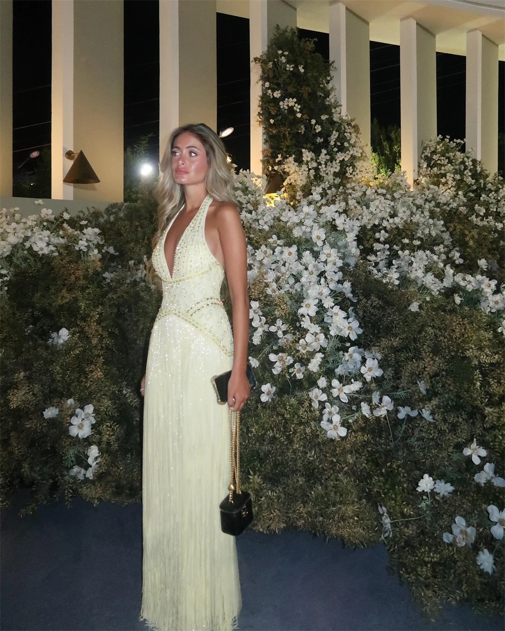 

Customized Modern Jersey Evening Dress Formal Halter Sleeveless Prom Dress Temperament Sweep Train Bespoke Occasion Gowns