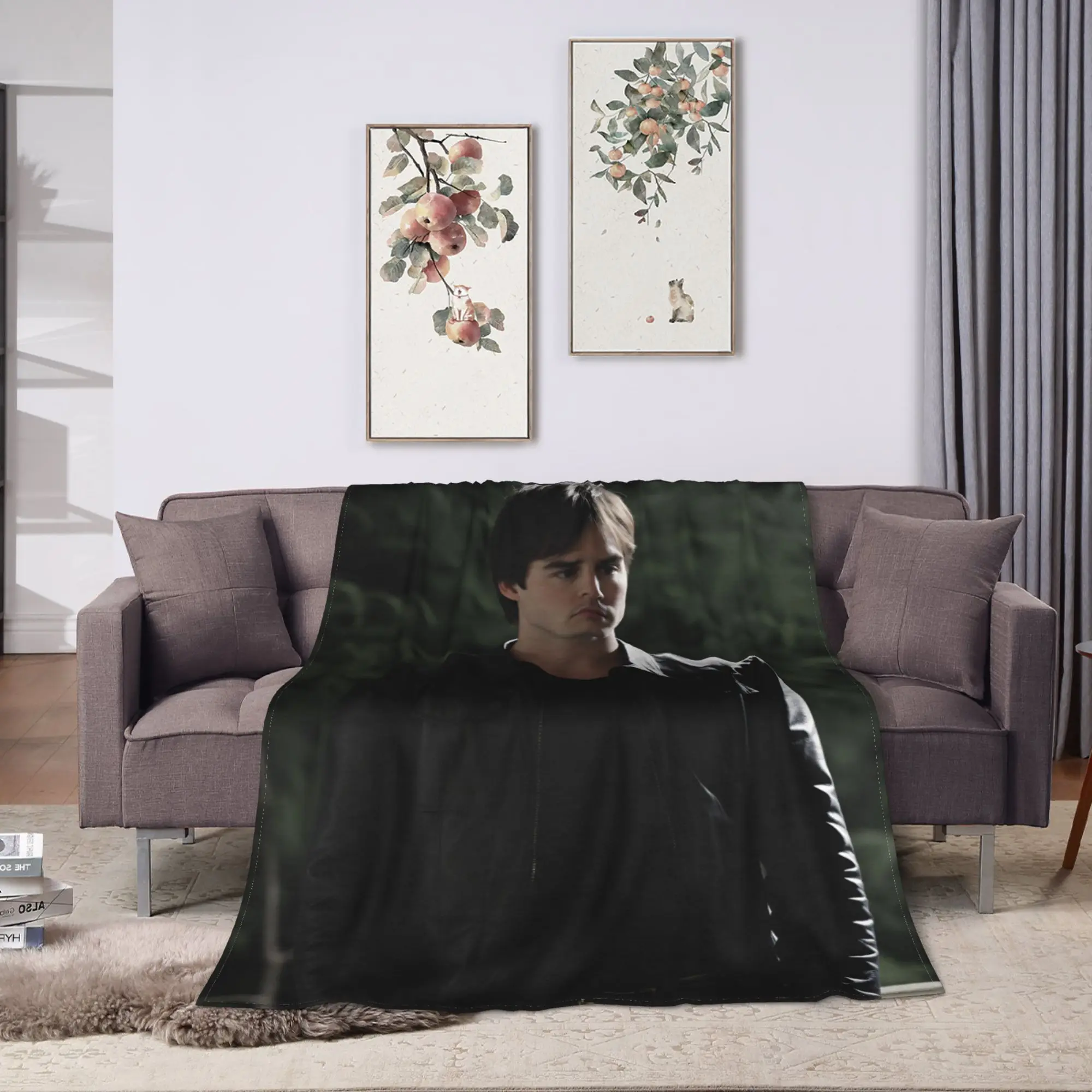 Damon Salvatore Blanket  Airplane Travel Flannel Bedding Throws For Outdoor Soft Customized Quality Bedspread Gift