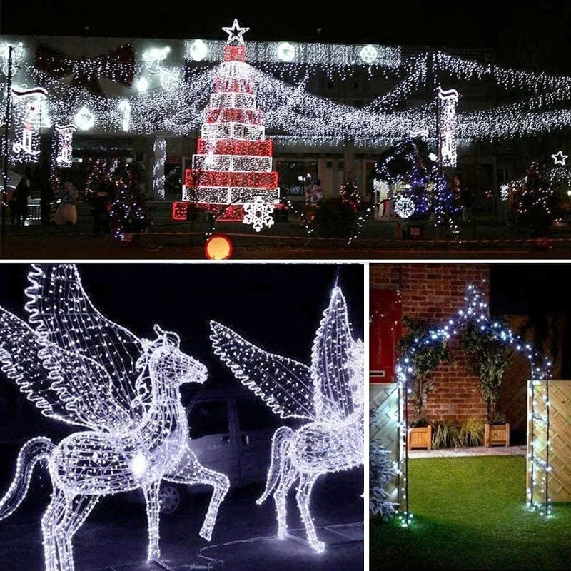 Guirnalda de luces solares para exteriores, decoración de alambre de cobre, luces de hadas navideñas impermeables para jardín, Patio y boda, 400LED,