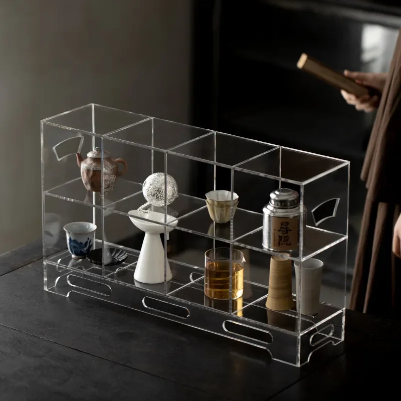 Modern Acrylic Teapot Display Stand Clear Multi Layer Storage Rack for Household Tea Set Desktop Organizer Shelf Home Decor