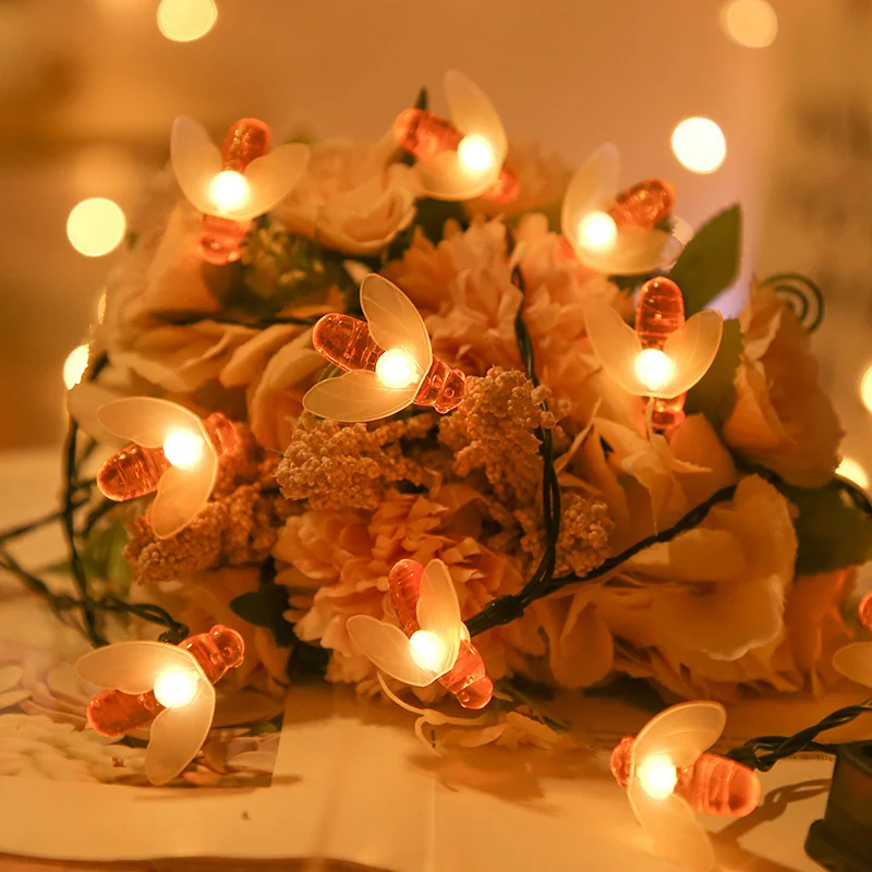 الشمسية نحل العسل LED سلسلة أضواء الصيف الإضاءة حفل زفاف حديقة شرفة شجرة الشارع الديكور المحكمة الداخلية الضوء المحيط