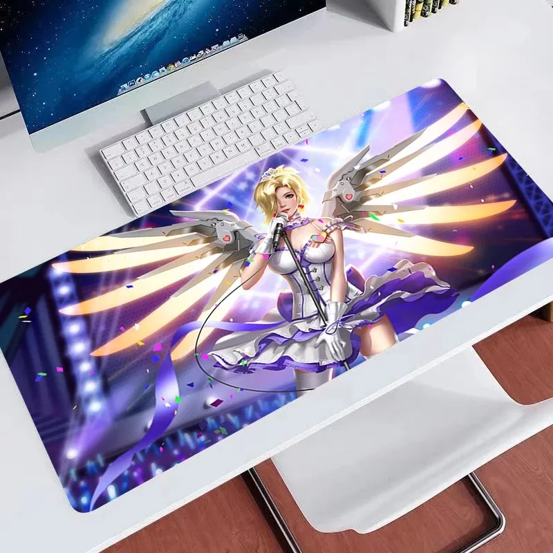 لوحة ماوس ألعاب كبيرة Overwatch هدايا الرحمة لوحات ماوس ناعمة وسادات مكتب للكمبيوتر لوحة المفاتيح الحصير الجدول البساط 900x400 لوحة ماوس الكمبيوتر
