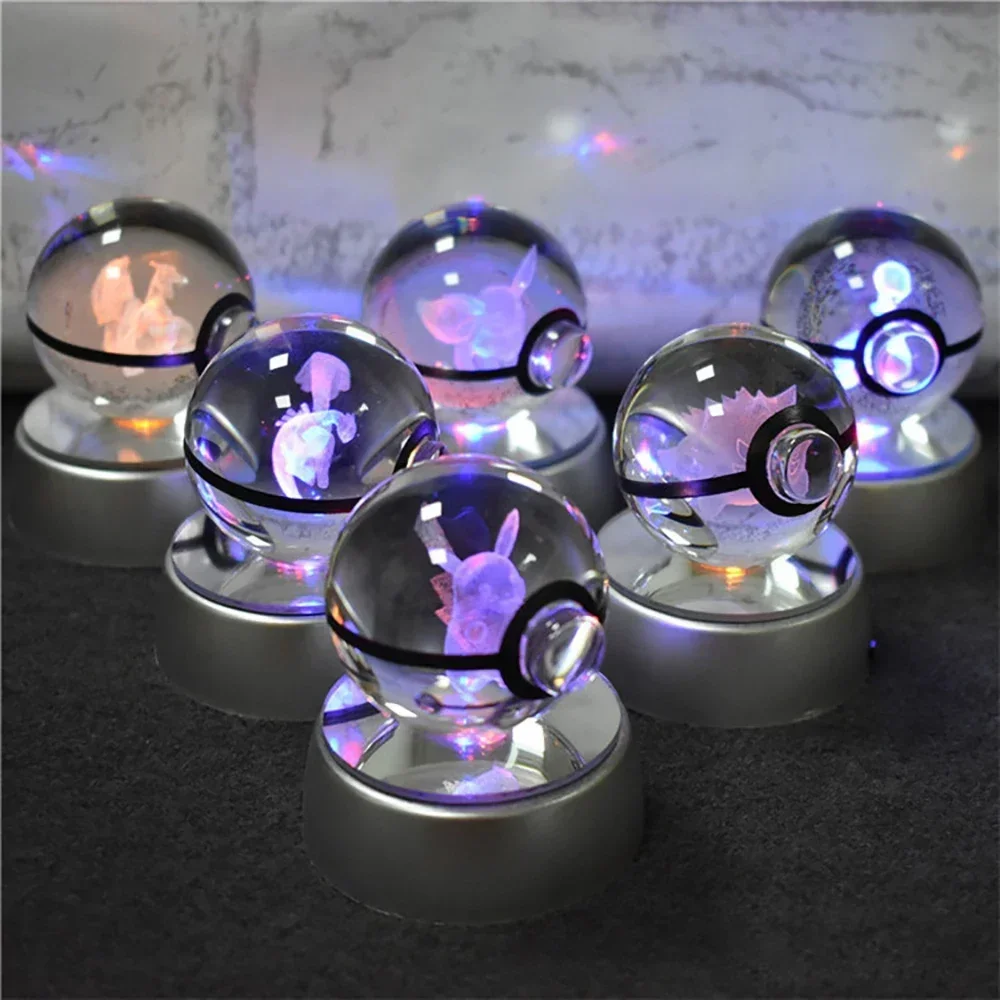 Japanese Cartoon Anime Crystal Ball with Light Base Table 3D Decorative with Various Colours Lamp Night Light Gift for Friends