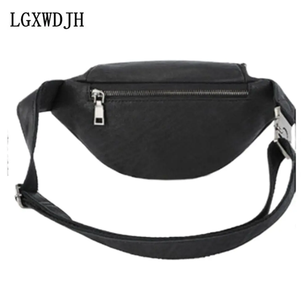 Multifunctional mobile phone Man belt pouch First layer cowhide Sports Waist pack Heart-shaped zipper belly bag Men\'s brand bag