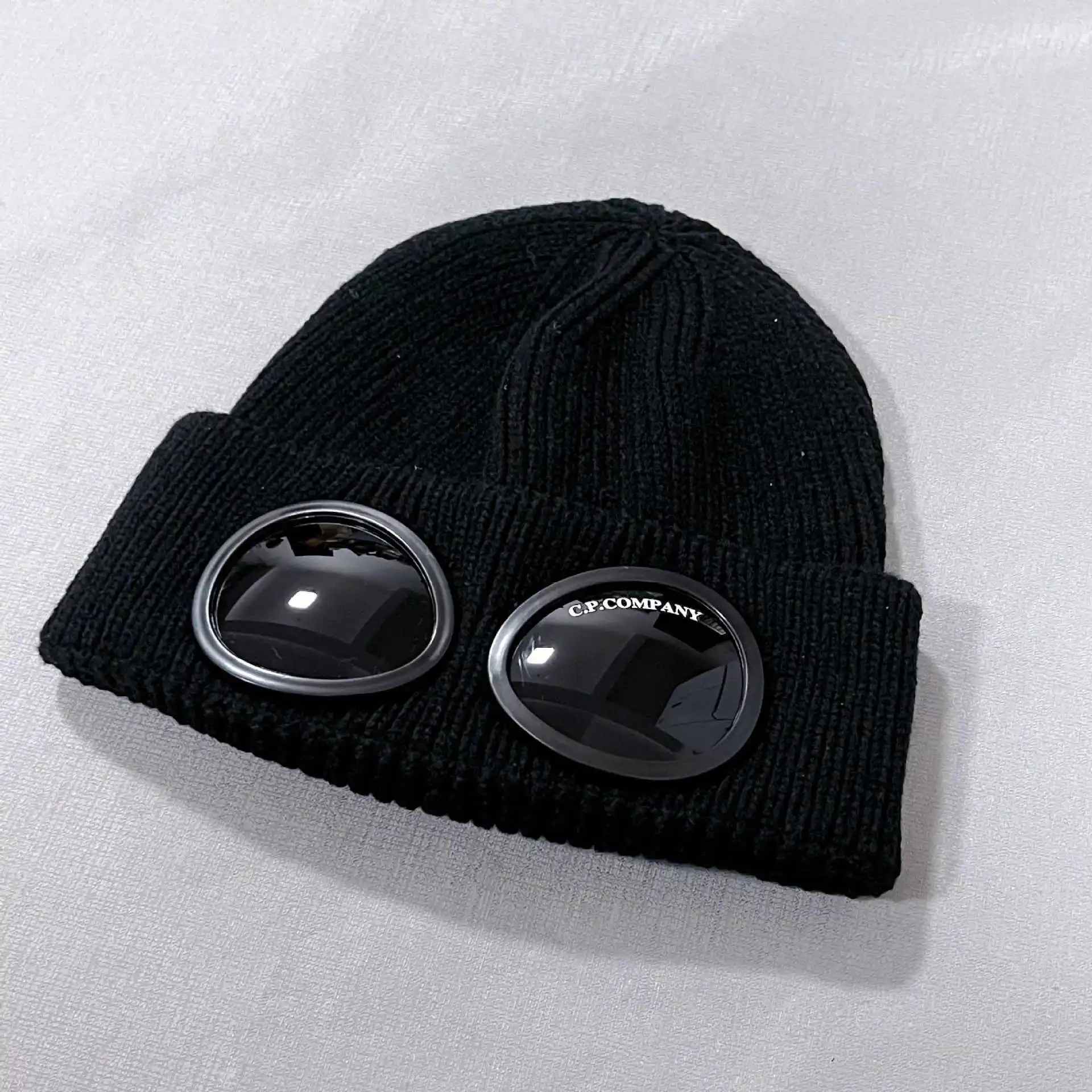 2024 New Fashionable Knitted Cap Aviator Fall And Winter Knitted Warm Outdoor Hiking .  Extra Fine Merino Wool Goggle Beanie