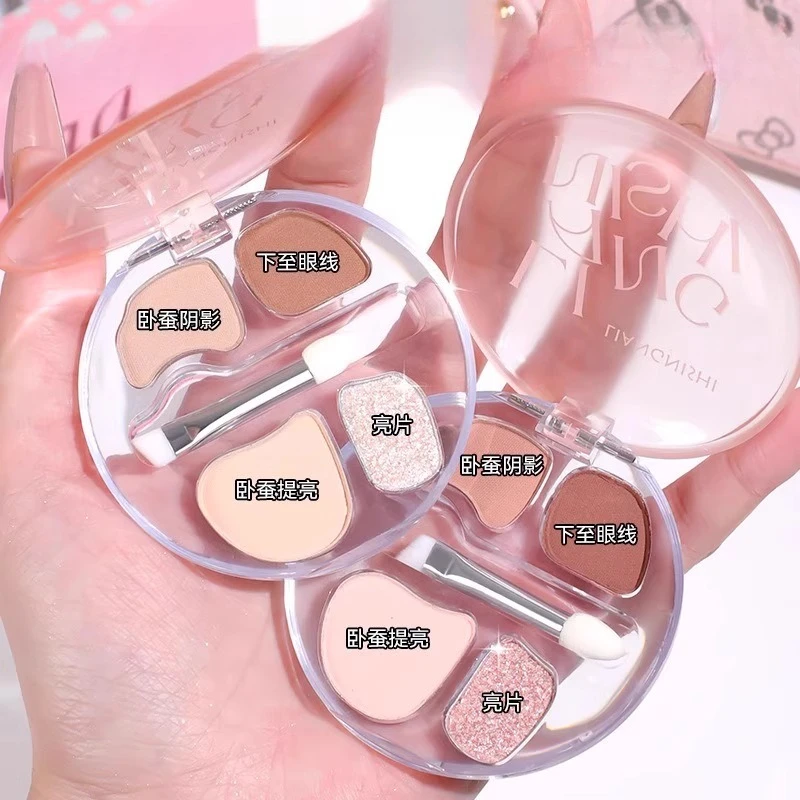 밀키 애프리콧 아이섀도우 실크웜 팔레트 4가지 색상 매트 컨투어링 & 브라이트닝 아이섀도우 팔레트 아이 메이크업 도매