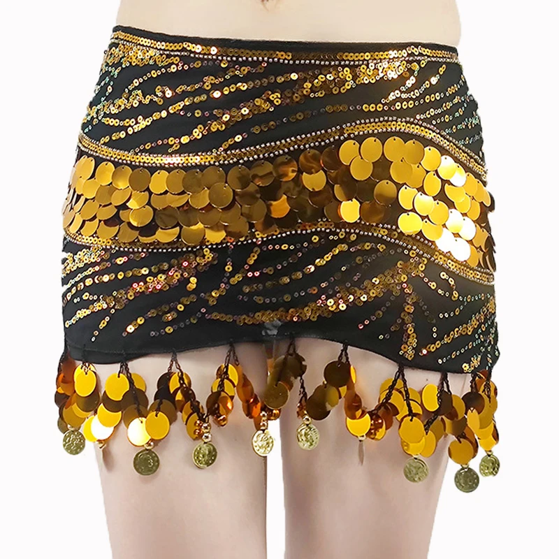 

Women Shiny Belly Dance wear Skirt Hip Scarf Wrap Belt Dancer Girl Clothes Performance Carnival Rave Costumes Sequins Tassels