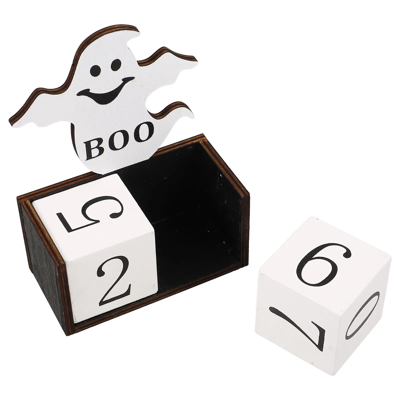 

Деревянный настольный календарь с декором в виде тыквы на Хэллоуин, многоразовый вечный календарь в деревенском стиле для дома, офиса, книжной полки