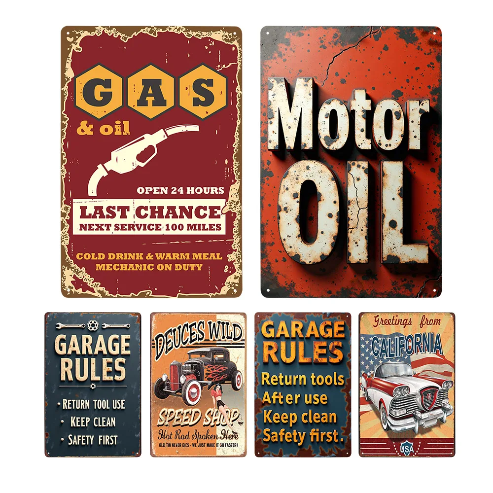

Garage Metal Tin Sign Wall Art Plaque Retro Vintage Auto Repair Shop Decor Man Cave Mechanic Tire Service Bar Pub Decoration 8x1