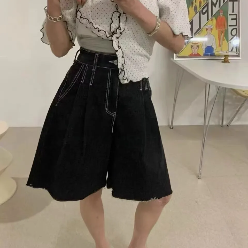 

Korean Style Casual High Waist Loose Fit Women's Denim Shorts Summer 2026 Fashion Versatile Design Unique Leisure Wind