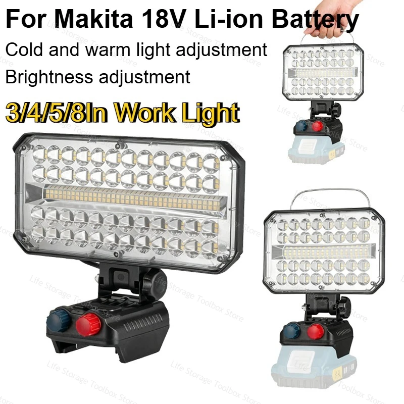 

3/4/5/8 Inch Car LED Working Lights Electric Torch Spotlight USB Power Bank For Makita 18V 21V Battery Tool Light With USB