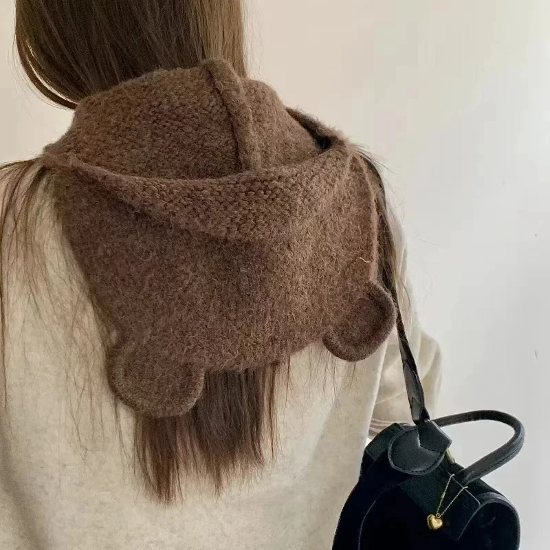 Gorros de punto de oso lindo para mujeres y hombres, pasamontañas, gorro cálido de invierno, gorros de protección auditiva a pru