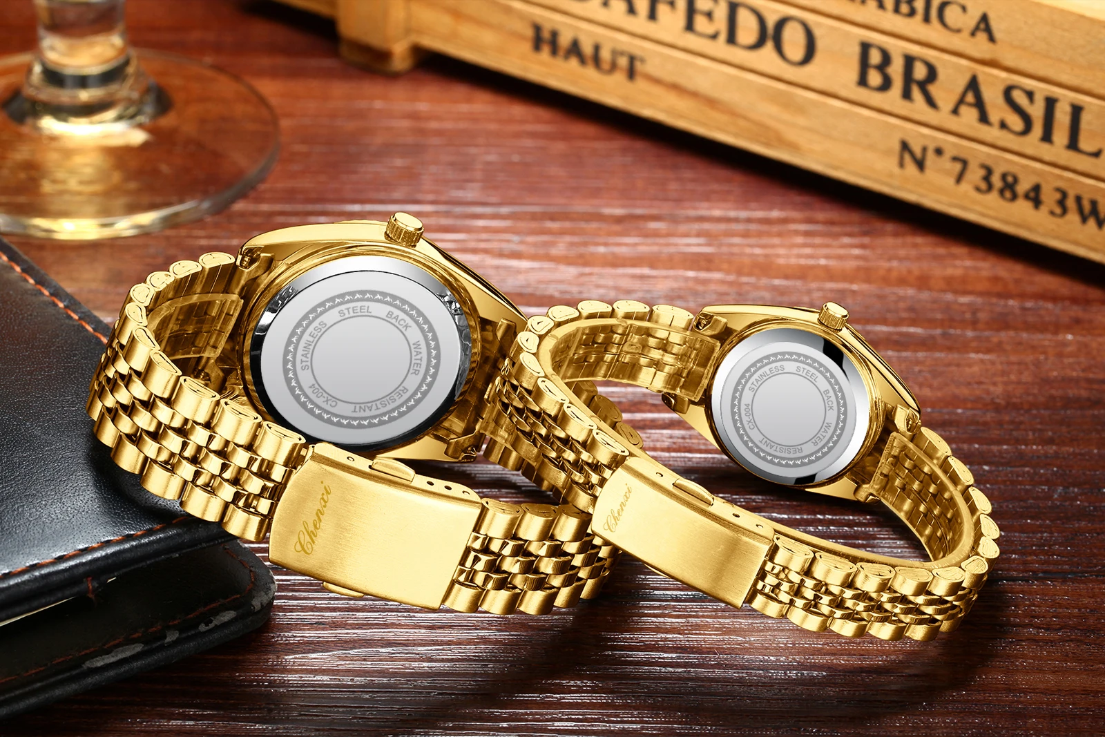 CHENXI 0042 Fashion Couple Lover's Watches 1Piece Stainless Steel Waterproof Luminous Quartz Wristwatch For Lover Women Men view 6