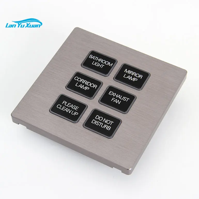 

Aluminum Brushed CNC style 1-5 panels modular design 12V DC Dry contact 6 Gang Push Buttons Switches