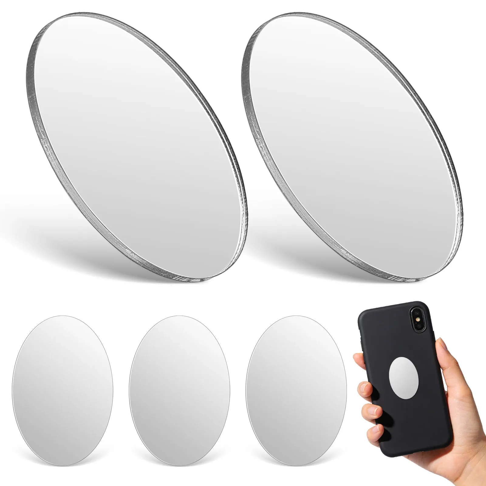 5 Pcs Adhesive Mirror Sticker Makeup for Phone Compact Case Acrylic Decal Vanity