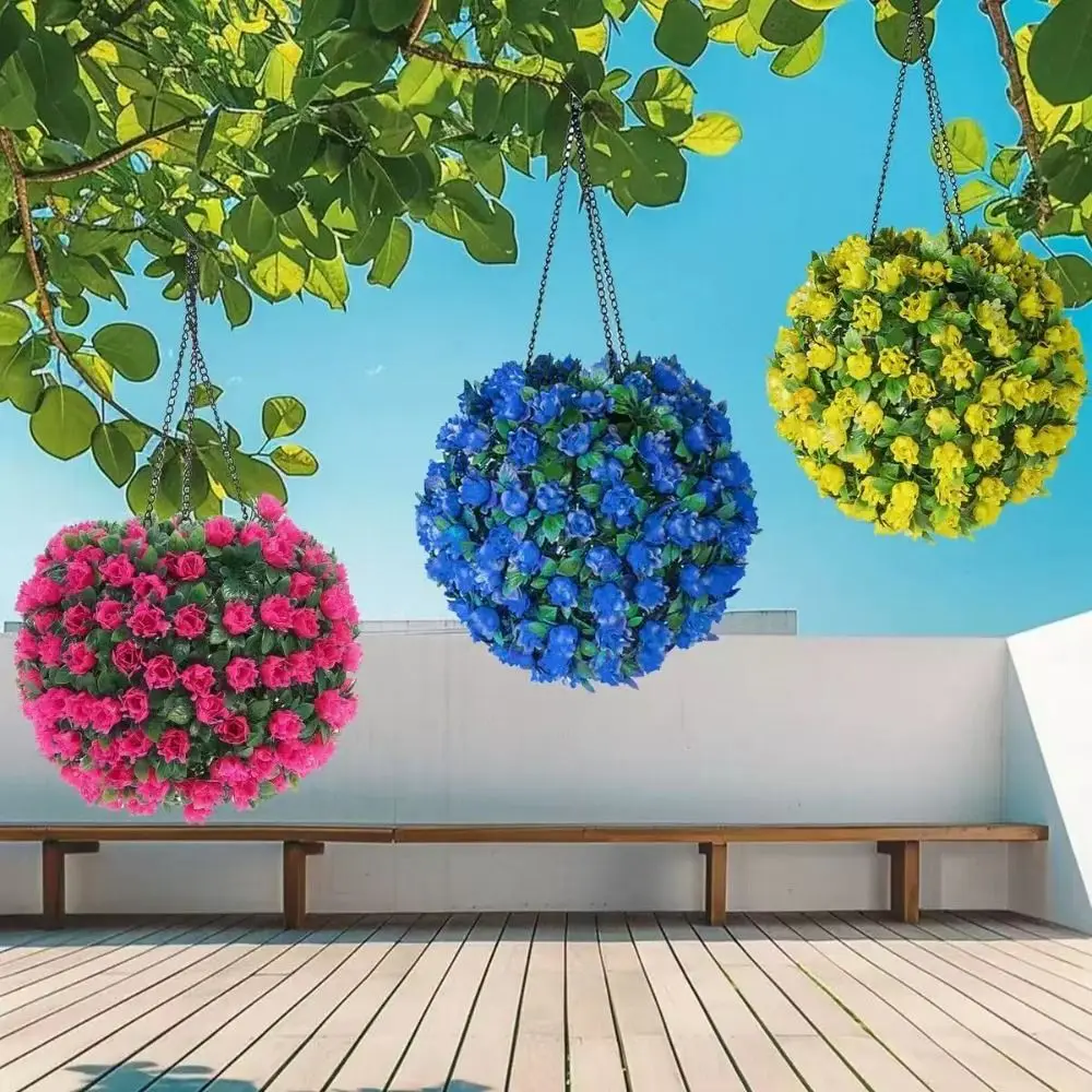 Green Plant Artificial Flower Balls Round Ball Eucalyptus Leaf Grass Ball Lighted Floral Topiary Ball Decorative Lights