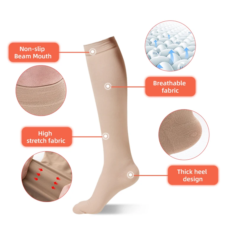 Compression Leg Socks Pair of Medical Stretch 23-32mm Hg Toe Wrap Sports Running Football Socks Preventive Varicose Vein Sleeves