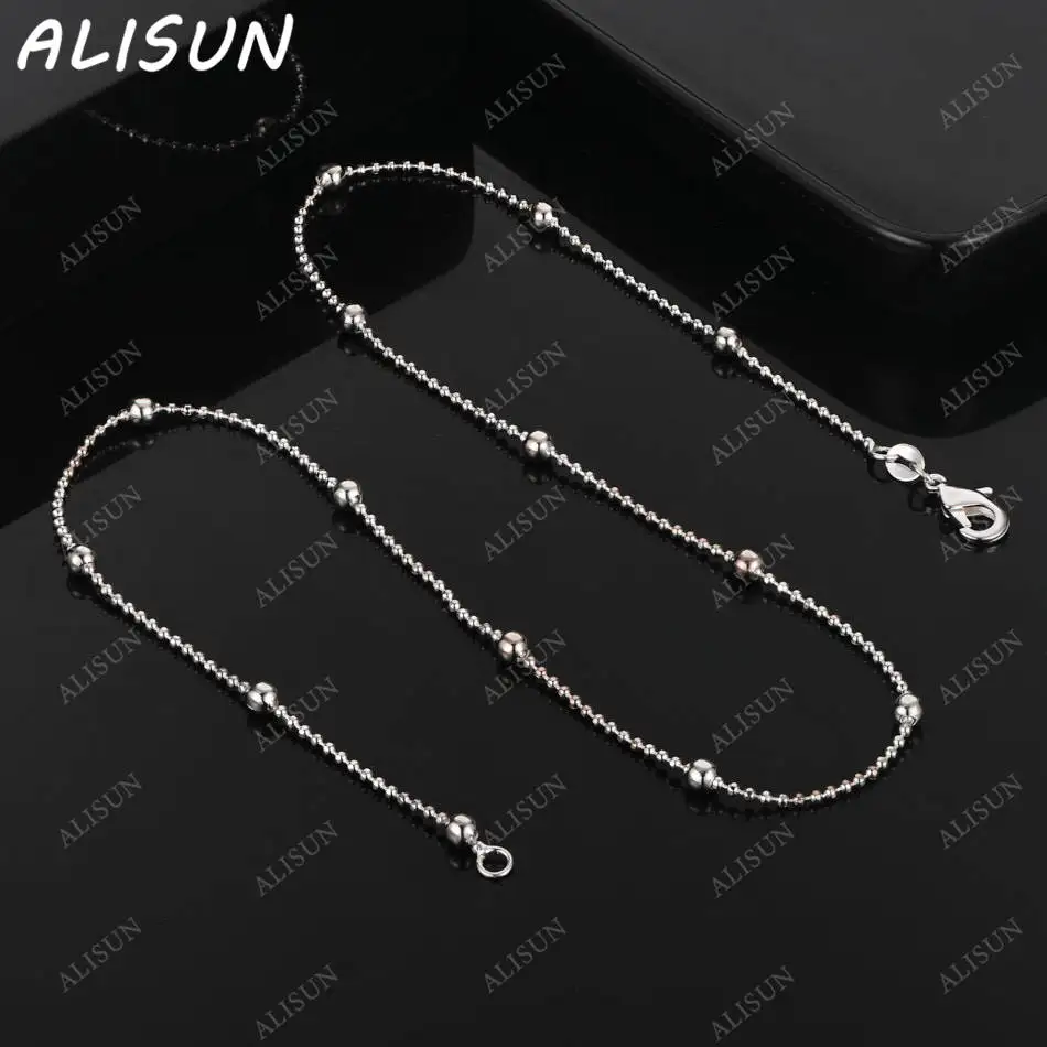 

ALISUN 925 Sterling Silver 40-60cm Beads Necklace Anniversary Gift Popular Wild Fashion Romantic Jewelry