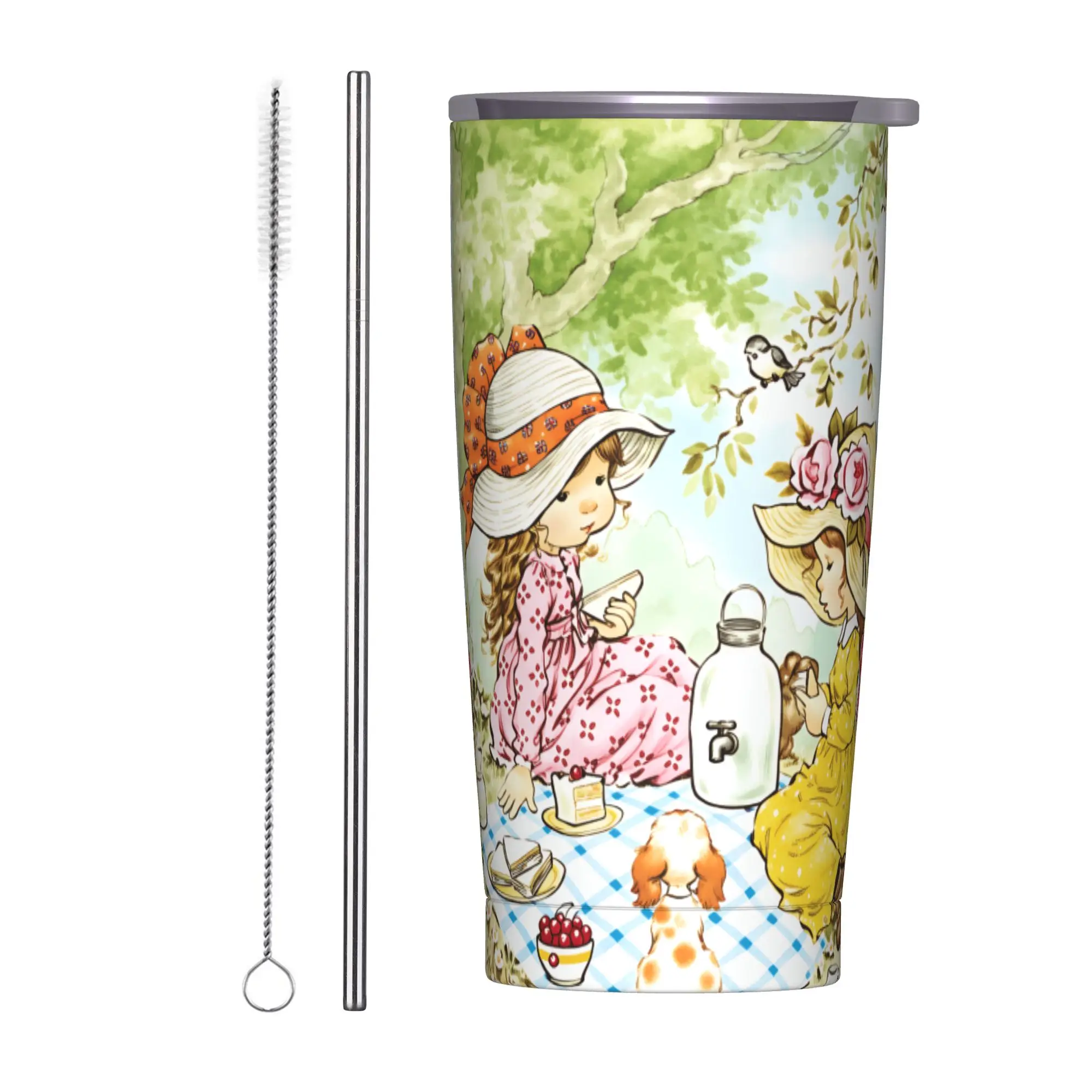 Stainless Steel Tumbler Art Sarah Kay Swing Girl Mugs Cup With Straws Hot Drinks Water Bottle Insulated Large Thermal Mug