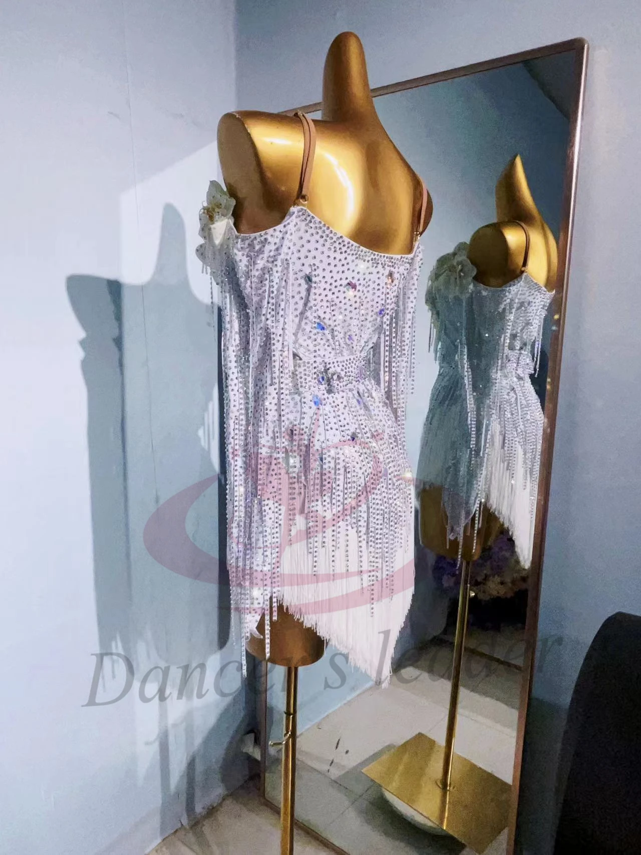 Latin Dance Adult And Children'S Dress AB Stone High-End Custom White Flower Collar Precisely Tango Women'S ProfessionalClothing - Image 4