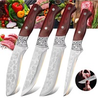 Stainless Steel Butcher Knife Sharp Blade Kitchen Knife Cleaver Meat Vegetables Slicing Knife Plastic Handle Hand Forge Knives