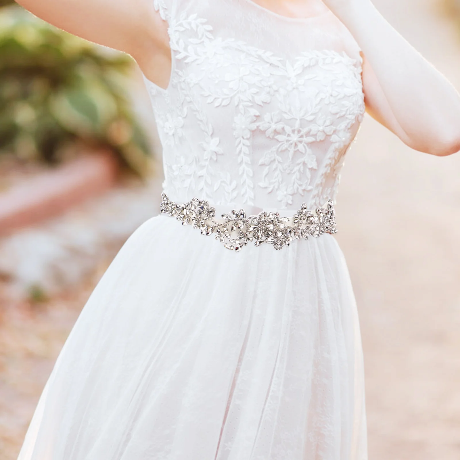 

Rhinestone Belt Wedding Dress Accessory Bridal Gown Belts Elegant Design Sparkle Shiny Fashionable Comfortable Fit