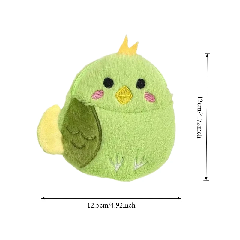 Cute Parrot Plush Wallet Simulated Animal Plushie Coin Purse Kawaii Cartoon Stuffed Backpack Pendant Christmas Gift for Children