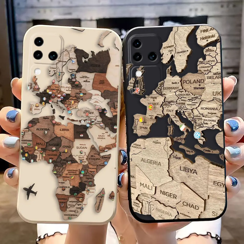 Planes Travel World Map Cover Phone Case For VIVO S1 S16 V15 V17 V20 V20ES V21 V23E V25 V27 V27E V29 V29E V30 V30E PRO PV23 5G