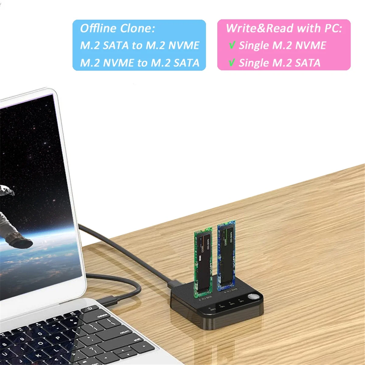 ADEGBO-Improved M.2 SATA to Nvme SSD Enclosure External Hard Disk Docking Station