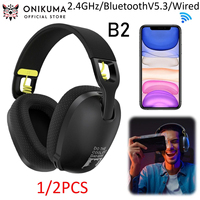 New Onikuma B2 Gaming Headset for PS5, PS4, PC V5.3 Esport Headphones with Mic ANC Noise Reduction 2.4GHz Bluetooth Headsets