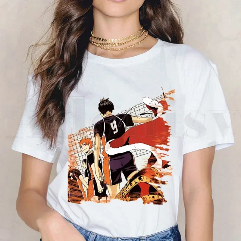 تي شيرت مانغا ياباني بأكمام قصيرة للنساء ، ويا ويا هايكيو ، كوورو ، توبات نسائية ، تيشيرتات هاراجاكو ، تيشيرتات عتيقة