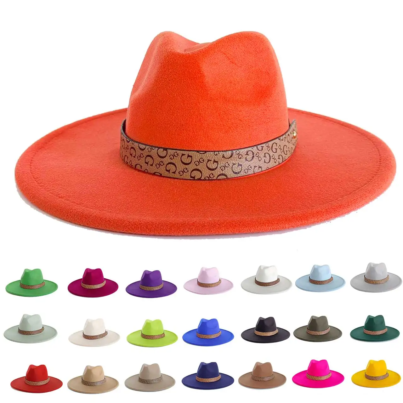 

9.5cm wide brim Fedora autumn and winter hat belt accessories classic men and women jazz hat Panama hat fedora hat hats for wom