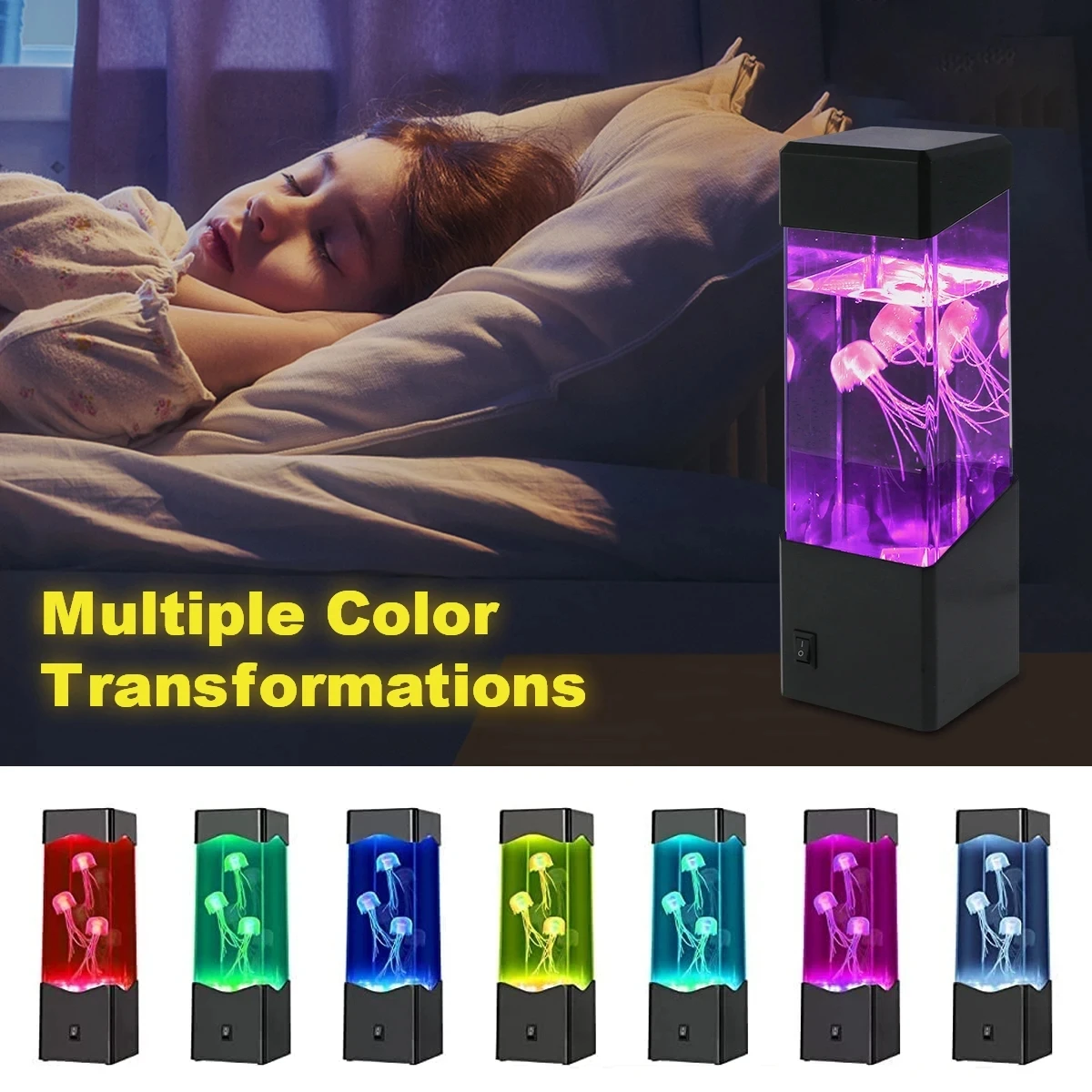 7 Colors Fancy LED Jellyfish Lamp Aquarium Lampka Nocna USB Table Lava Night Light Children\'s Gift Lighting Home Bedroom Decor