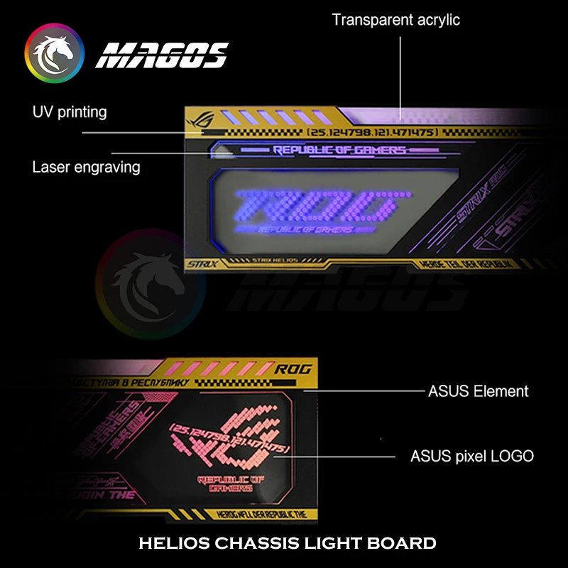 RGB Light Panel Backplate Dynamic Display For Asus ROG Strix Helios Case,PC Gamer DIY LED Computer Case Decoration,5V M/B SYNC