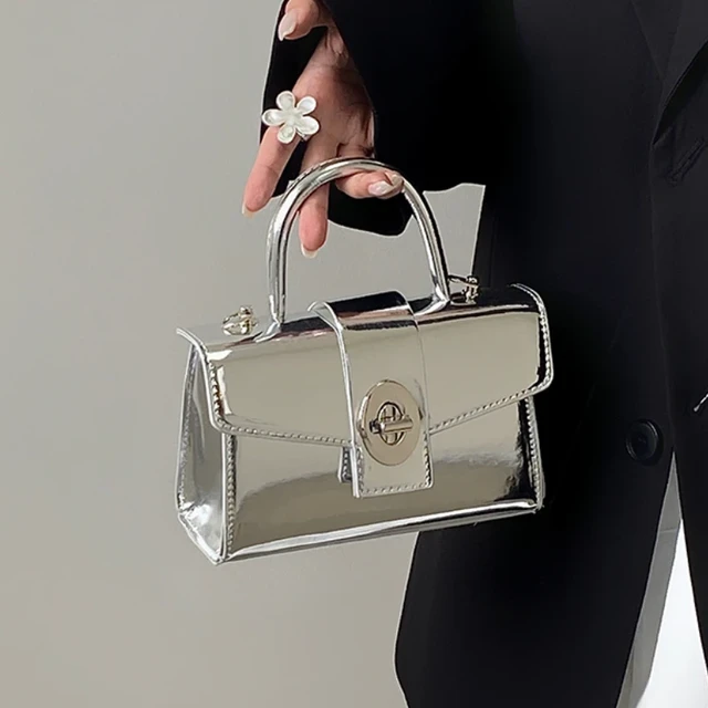 Luxury Design Chain Ladies Shoulder Bag Silver Color Female Small Messenger Bags Simple Patent Leather Ladies Clutch Handbags AliExpress