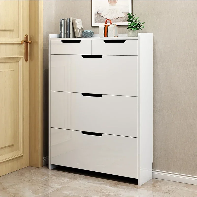 Modern simple shoe cabinet, ultra-thin 17cm tipping bucket shoe cabinet at home door, narrow foyer cabine