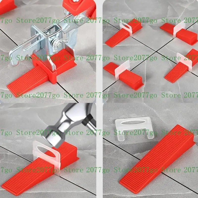 Y1UD 100 Pcs Tile Leveling Clips Flat Tile Leveling Spacers System Clips for Professional Ceramic Tile and Stone Installation