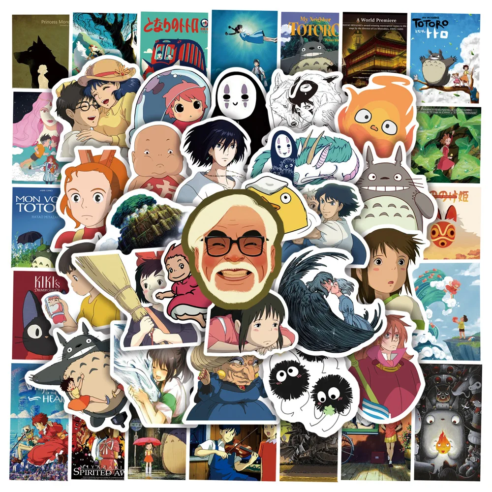 100pcs New Spirited Away Stickers Water Cup  Suitcase Skateboard Notebook Waterproof Stickers Cute Anime Stickers Laptop Skin