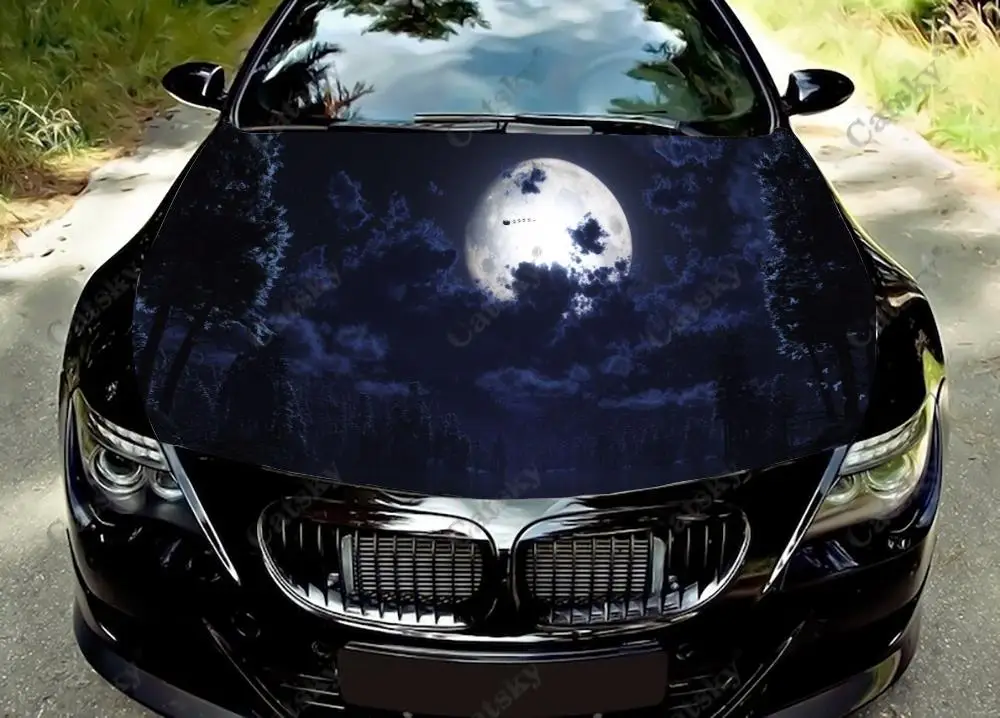 Dark Cloud Moon Car Hood Sticker Painting Self-adhesive Universal Auto Accessories Film Modified Hood Protect Decal Decoration