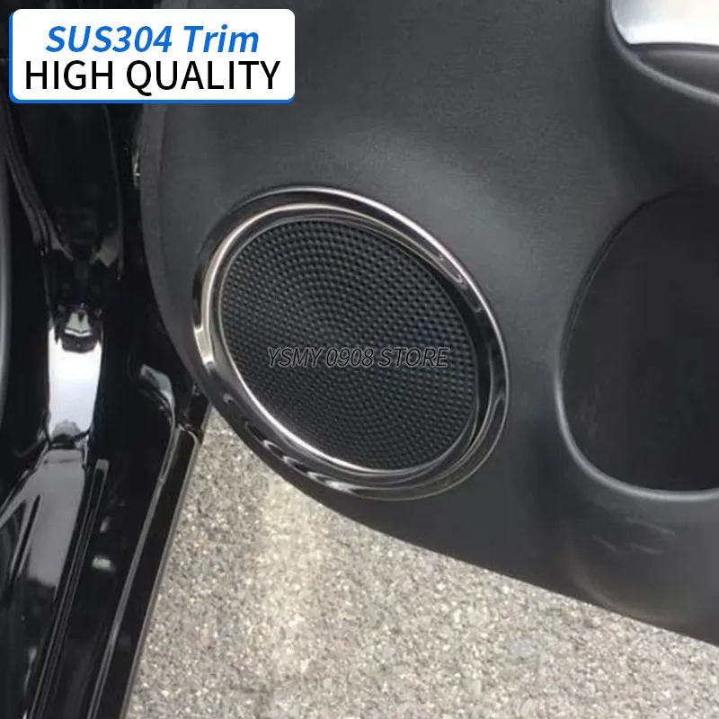 4 PCS Chrome Trim Door Speaker Cover Frame for Nissan Note E12 2017 High Quality Stainless Steel Car Styling Accessories