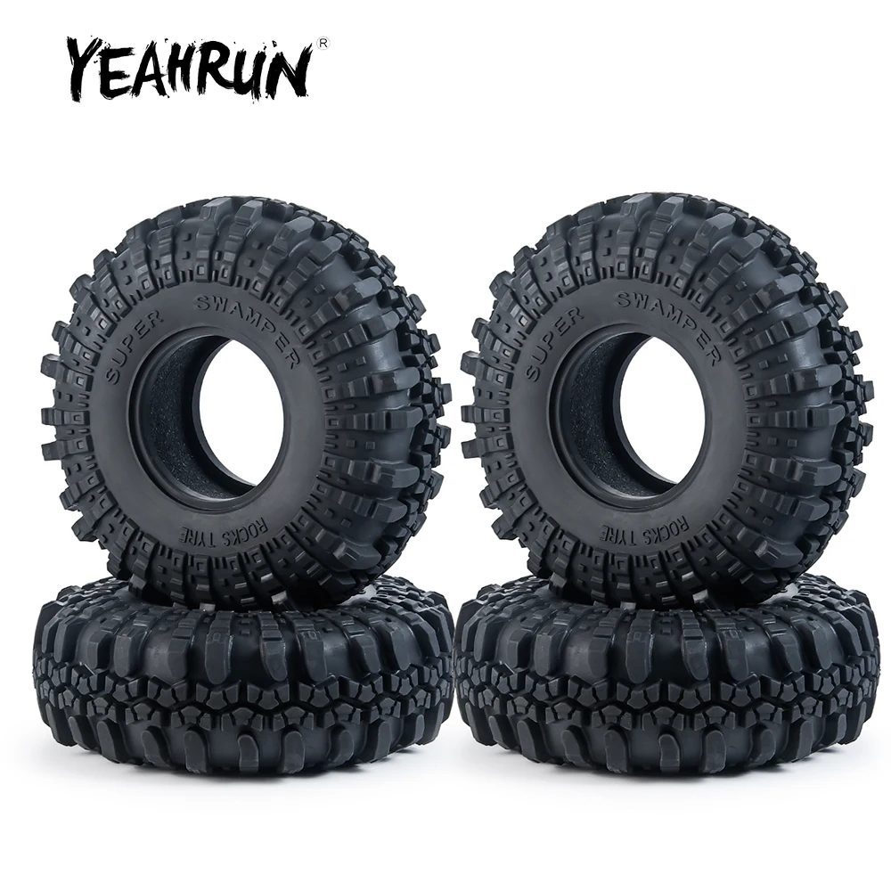 YEAHRUN 1/4Pcs 2.2 inch Beadlock Wheels Rubber Tires 137mm Tyres for Axial SCX10 Wraith TRX-4 1/10 RC Crawler Car Upgrade Parts