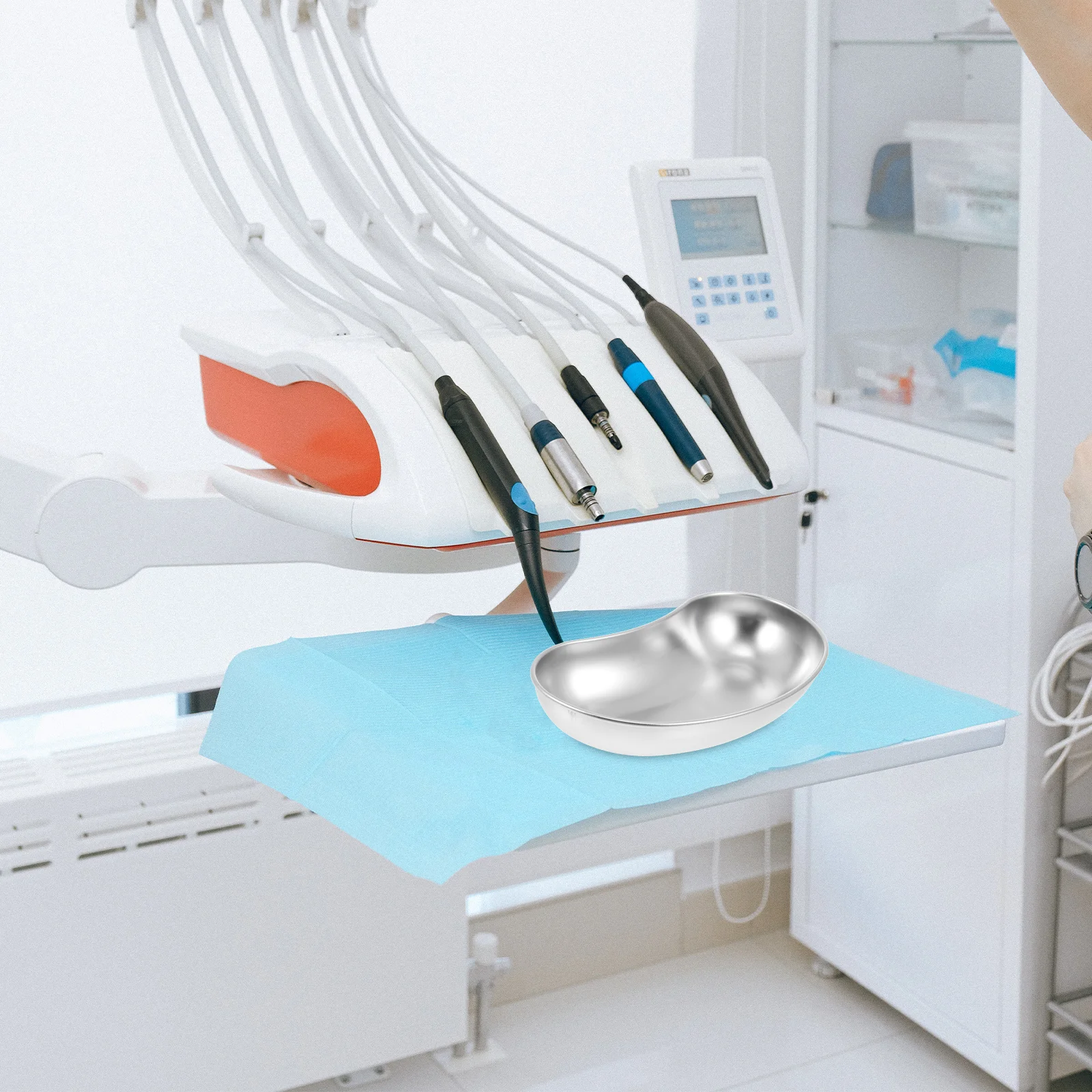 

1 pc Stainless Steel Kidney Shape Tray Medical Dental Surgical Instrument Storage Raised Edges Hospital Clinic Supply Curved
