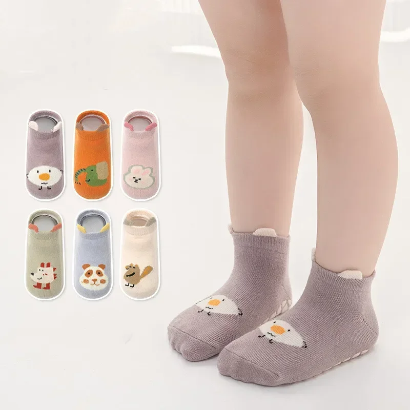 Xgnvpy kaus kaki pendek untuk balita, kaus kaki pendek katun lembut motif hewan kartun imut, kaus kaki lantai musim semi dan panas untuk bayi baru lahir