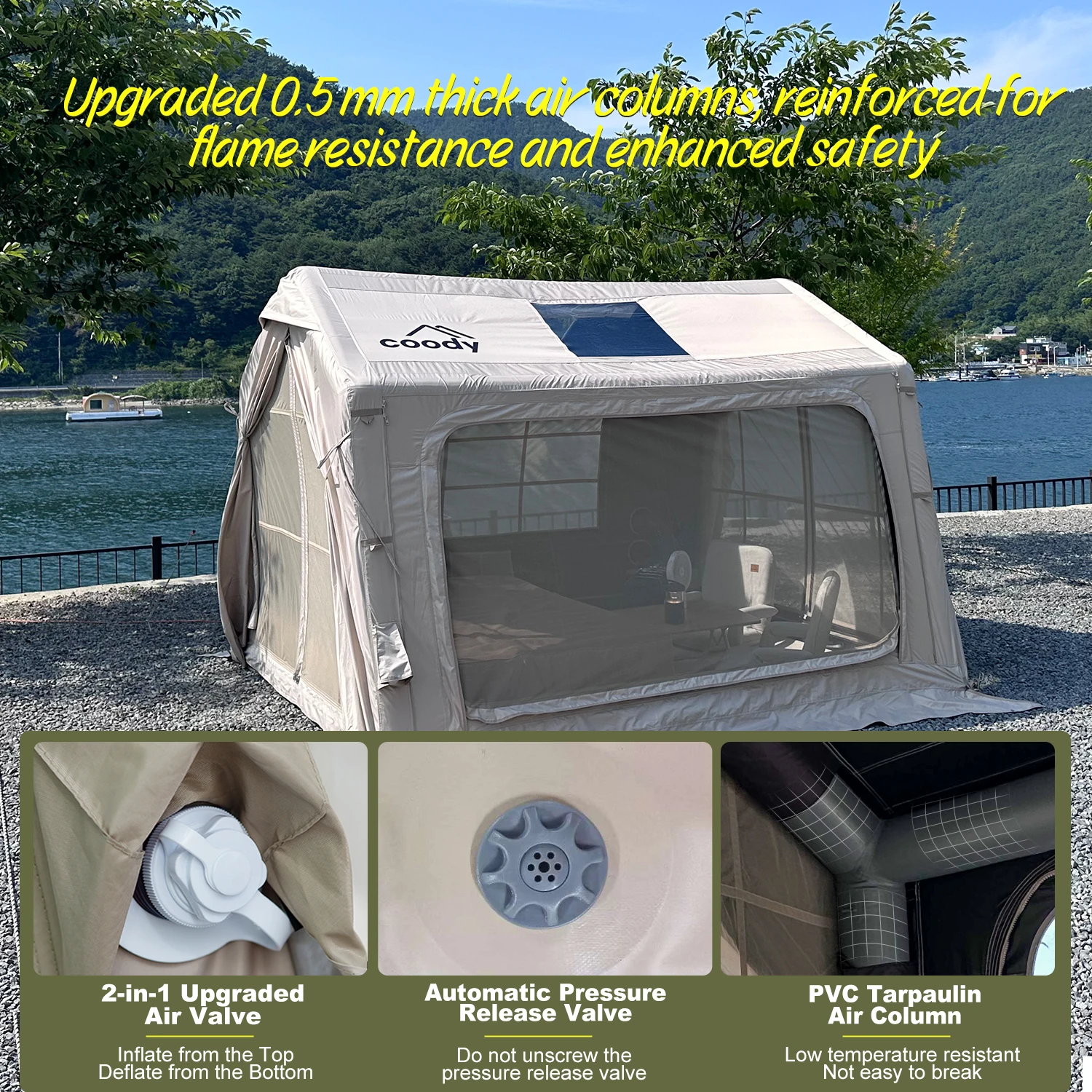 7.0 Air Tent-Begie Portable Folding Family Four Season Camping Outdoor Gonflable Camping Luxury Glamping 2-5 Person Tents 6