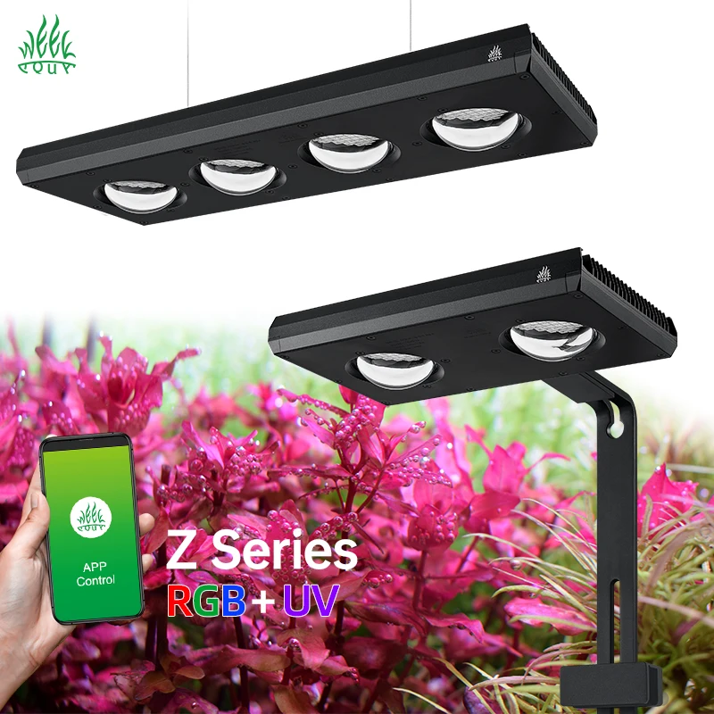 Week Aqua Z250 Pro Full Spectrum LED Aquarium Light RGB UV App Control Freshwater Plant Lamp for 45-60cm Tank