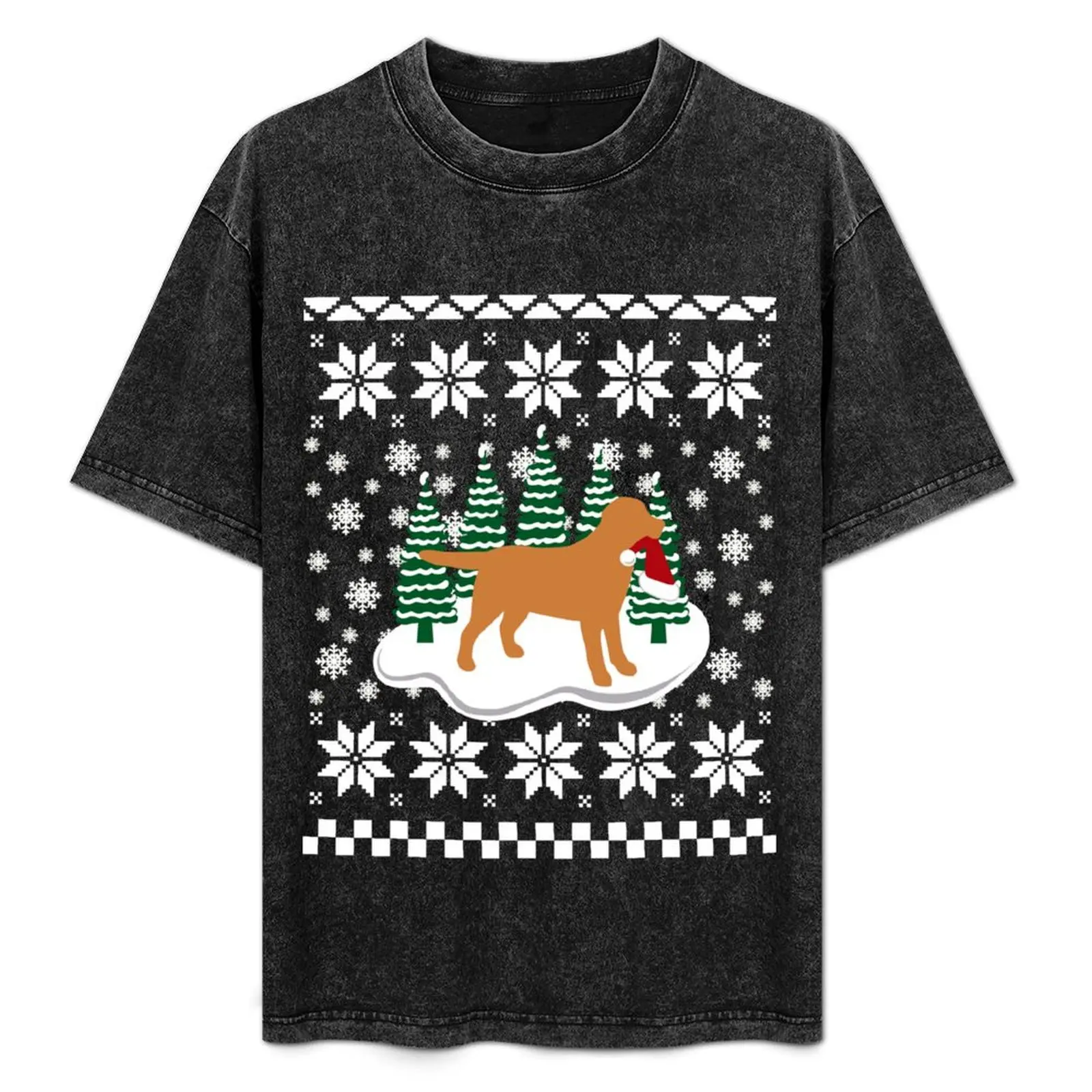 

Christmas Fox Red Labrador Silhouette Santa Hat T-Shirt Performance Workout Short Sleeve Tee