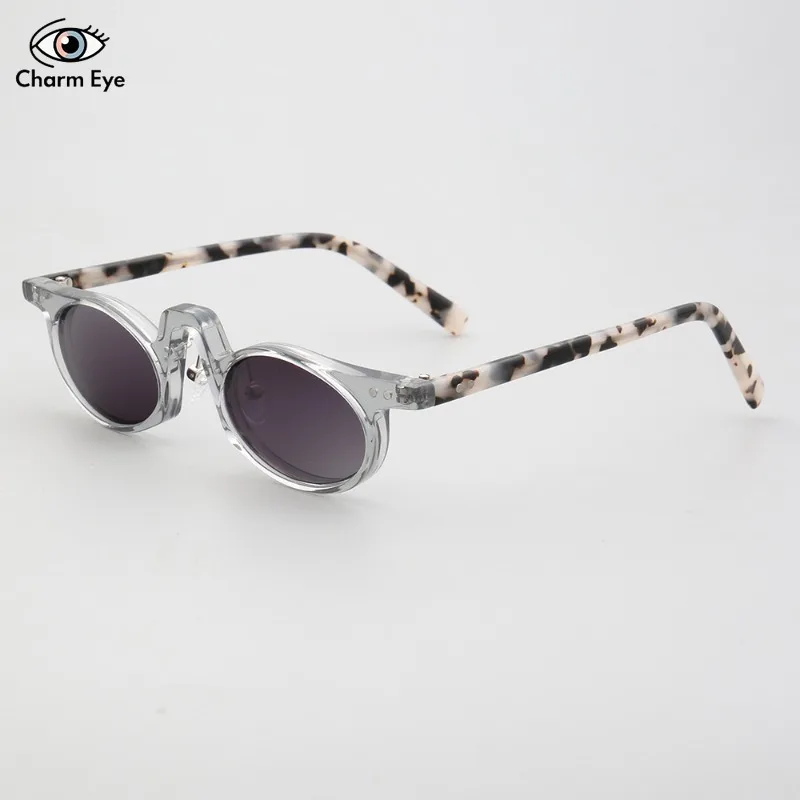 

Retro Round Men's Acetate Sunglasses Fashion Retro Personality Tortoiseshell Frame Blue Lenses Women's Polarized Sun Glasses