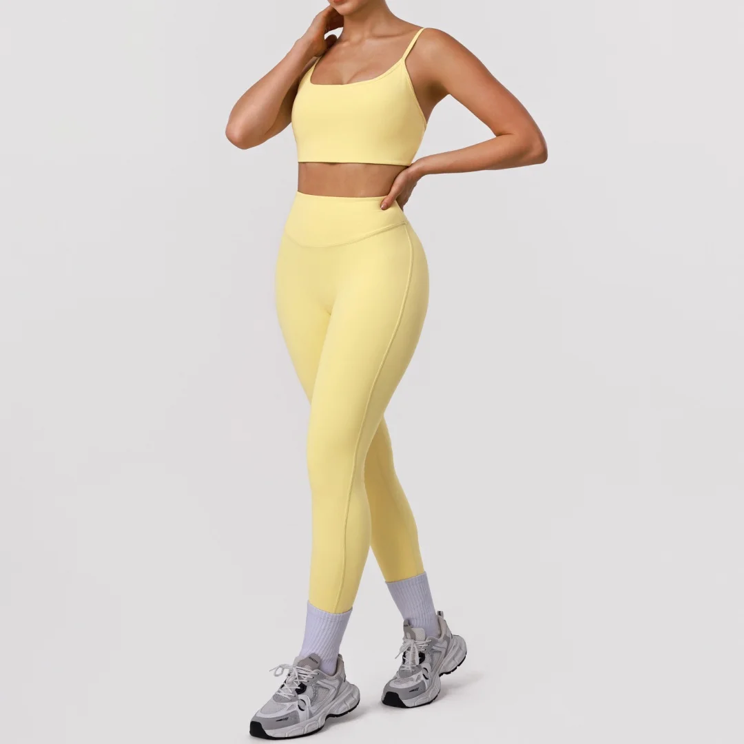 المرأة 2 قطعة اليوغا مجموعة اللياقة البدنية عالية الخصر الورك رفع السراويل تي شيرت ضيق دعوى الرياضة الصدرية مجموعة الجري اللياقة البدنية ملابس رياضية للصالة الرياضية #4