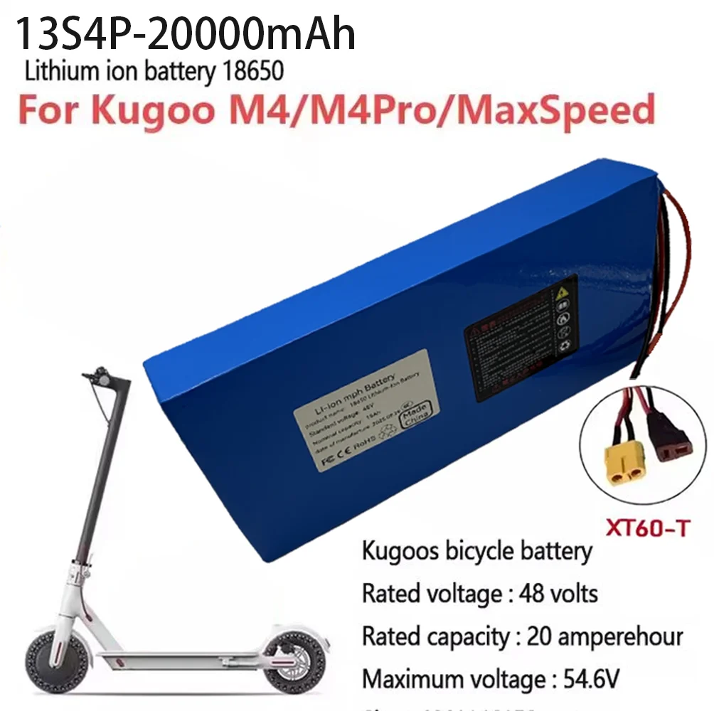 

48V 20000mAh 13S4P 18650 Lithium Battery Pack with BMS for Kugoo M4/M4Pro/M5/M5Pro/Max Speed Lithium Ion Replacement Batteries