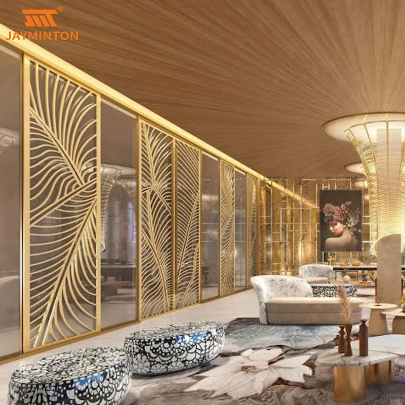 Modern Decorative Laser Cut Wall Panels Metal Room Dividers Stainless Steel Screen Partition